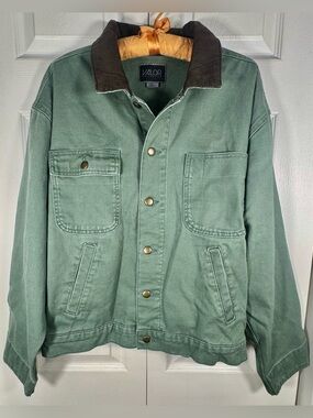 Valor Collective Men’s Medium Green Chore Jacket Brown Corduroy Collar NWT
